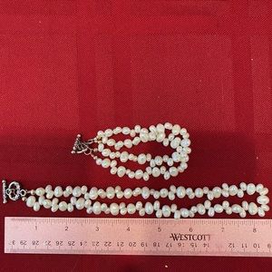 Faux Pearl Necklace & Bracelet Set